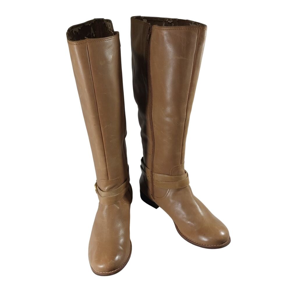 NWOT- FLAWED! SPERRY TOPSIDER! FAWN BEIGE/TAN GENUINE LEATHER BOOTS! SZ 9.5M - Picture 2 of 13